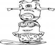 Coloriage Minions Surfing