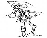 Coloriage Hector Squelette masculin mince cheveux et barbichette noirs yeux magenta