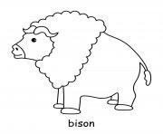 Coloriage bison avec beaucoup de fourrures