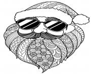 Coloriage pere noel avec des lunettes vacances mandala
