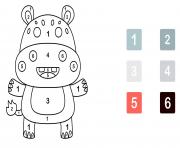 Maternelle: Coloriage magique : hippopotame