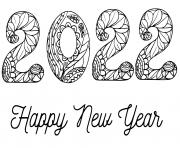 Coloriage 2022 happy new year