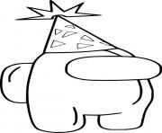 Coloriage Among Us Party Hat Happy Birthday