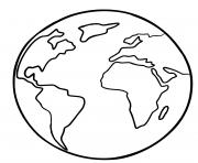 Coloriage planete terre 6 grands continents