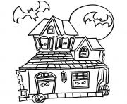 Coloriage maison hantee chauve souris