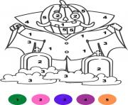 Coloriage vampire dans un cimetiere magique halloween