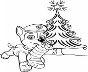 coloriage chase pat patrouille noel sapin bas de noel