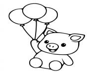 Coloriage cochon vole dans les airs