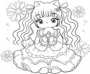 Coloriage fille manga 10 ans belle robe