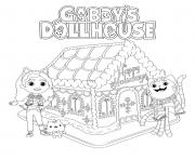 Personnages de Gabby et la maison magique dans un paysage enneigé -  Coloriage Gabby et la maison magique pour enfants