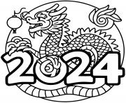 Dessin nouvel an chinois dragon 2024