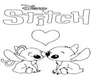 Coloriage angel et stitch en amour