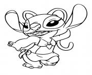 Coloriage angel de lilo et stitch qui danse