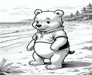 Coloriage petit ours chemise bord de mer