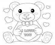 Coloriage ours i love you saint valentin