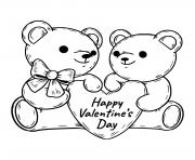 Coloriage deux ours coeur happy valentines day