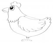 Coloriage poule maternelle de profil dessin facile