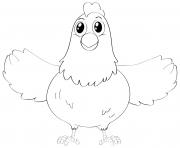 coloriage poule maternelle heureuse ailes ouvertes