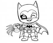 Coloriage batman cute rigole avec spider