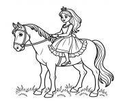 Coloriage Princesse a cheval dans le royaume