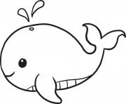 Coloriage baleine kawaii simple