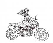 Coloriage spiderman femme sur moto