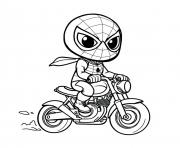 Coloriage spidey moto kawaii