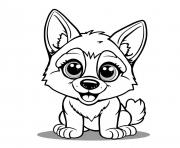 Coloriage chien kawaii Husky de Siberie 2