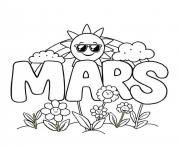 Coloriage mars soleil lunettes