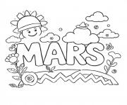 Coloriage mars fete soleil souriant