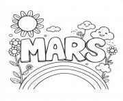 Coloriage mars fleurs soleil eclatant