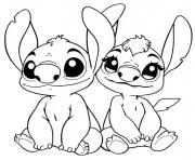 Coloriage stitch et angel adorables ensemble