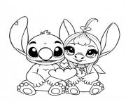 Coloriage stitch et angel complicité tendre