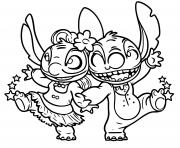 Coloriage stitch et angel danse joyeuse et magique