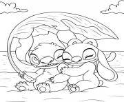 Dessin stitch et angel romantique dans la nature