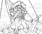 Coloriage pirate femme heroine audacieuse