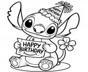 Coloriage stitch celebre anniversaire