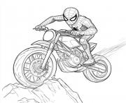 Dessin spiderman en action sur moto 2