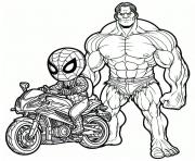 Dessin spider man et hulk duo de super heros